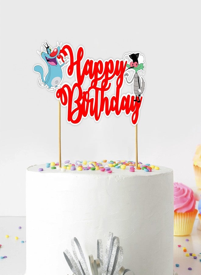 Seyal® Birthday Party Decoration - Ogy & The Cockroaches Happy Birthday Cake Topper - Image 1
